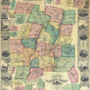 1855 Map of Hartford County Connecticut Genealogy