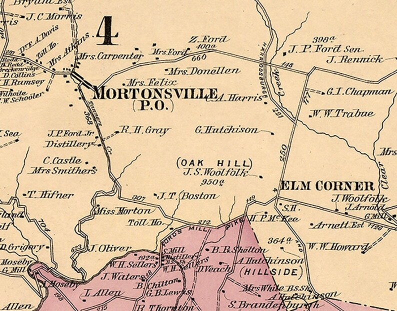 1877 Map of Middle Woodford County Kentucky - Etsy