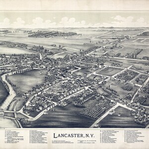 1892 Panoramakarte von Lancaster New York