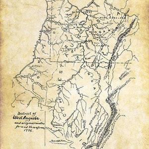 1776, carte du comté de West Augusta en Virginie