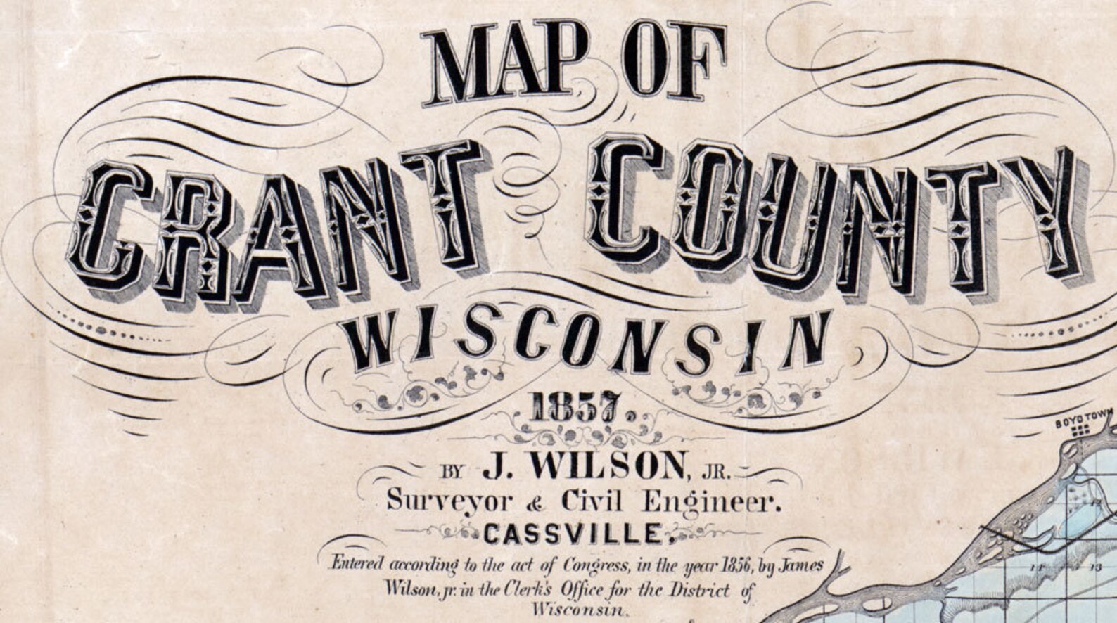1890 Farm Line Map of Grant County Wisconsin Lancaster Etsy