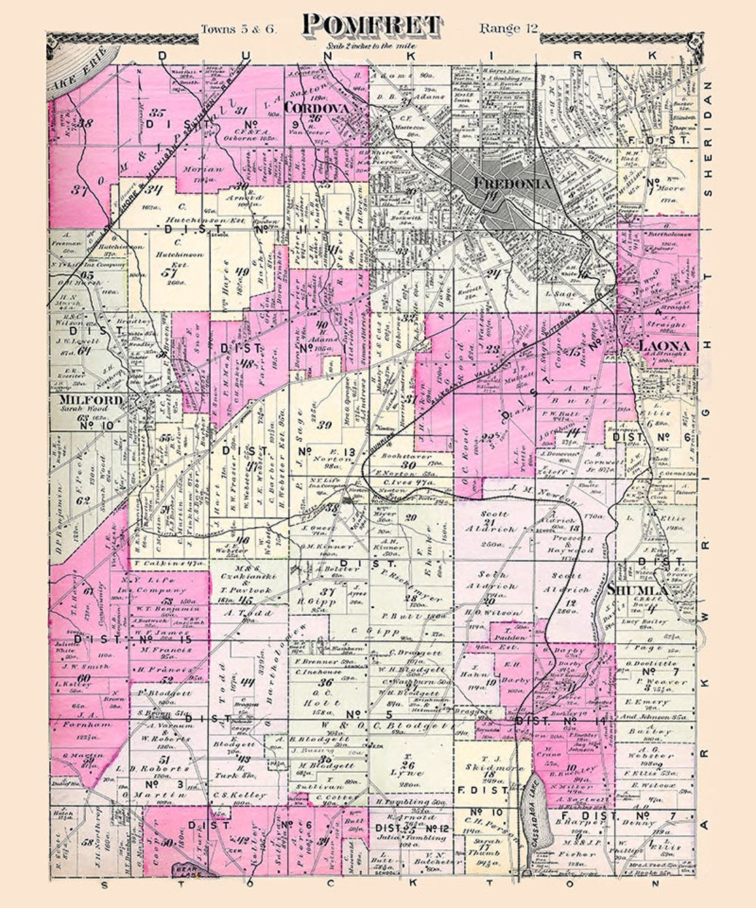 1881 Map of Pomfret Chautauqua County New York Etsy