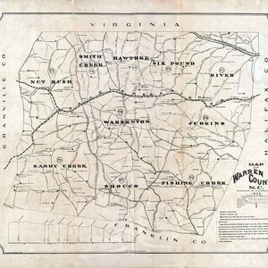 1874 Map of Warren County North Carolina