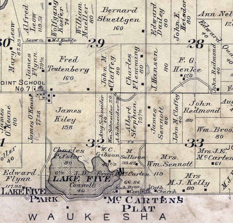 1915 Map of Richfield Township Washington County Wisconsin Etsy