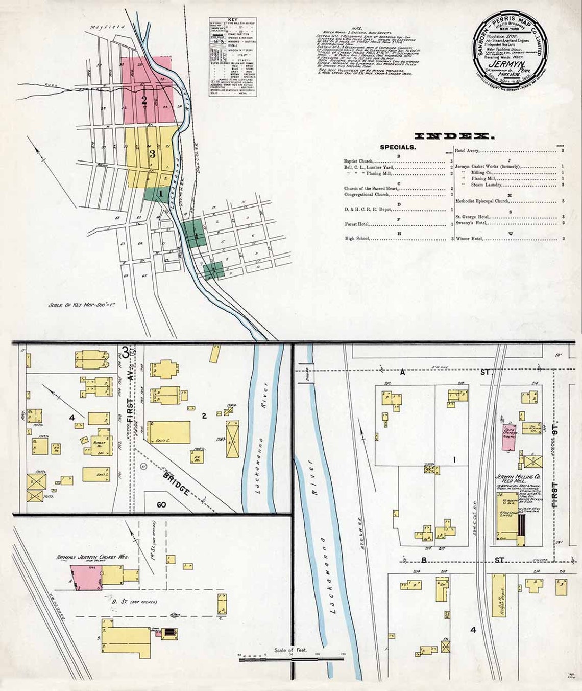 1896 Town Map of Jermyn Lackawanna County Pennsylvania Etsy