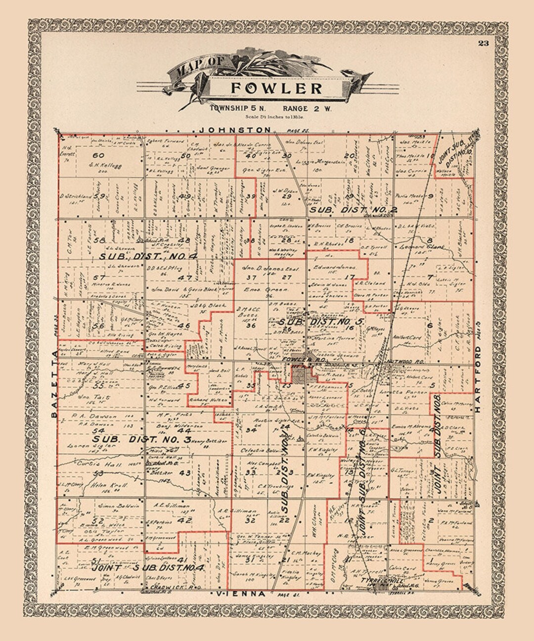 1899 Map of Fowler Township Trumbull County Ohio Etsy