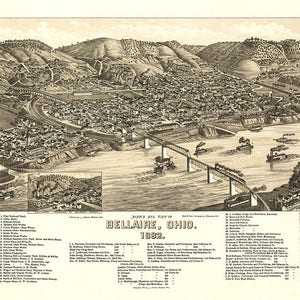 1882 Panoramakarte von Bellaire Ohio
