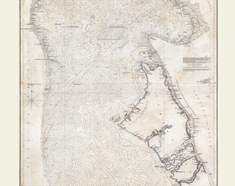 Carta náutica de 1845 del Gran Banco de Bahama