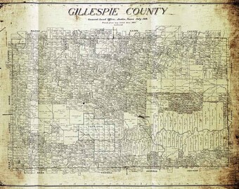Karta över gårdsgränsen från 1918 i Gillespie County, Texas