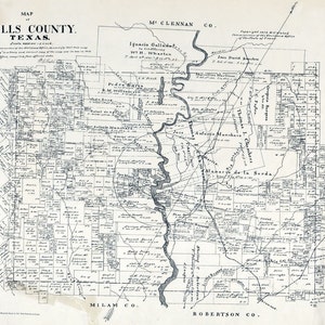 1879 Farm Line Map du comté de Falls au Texas