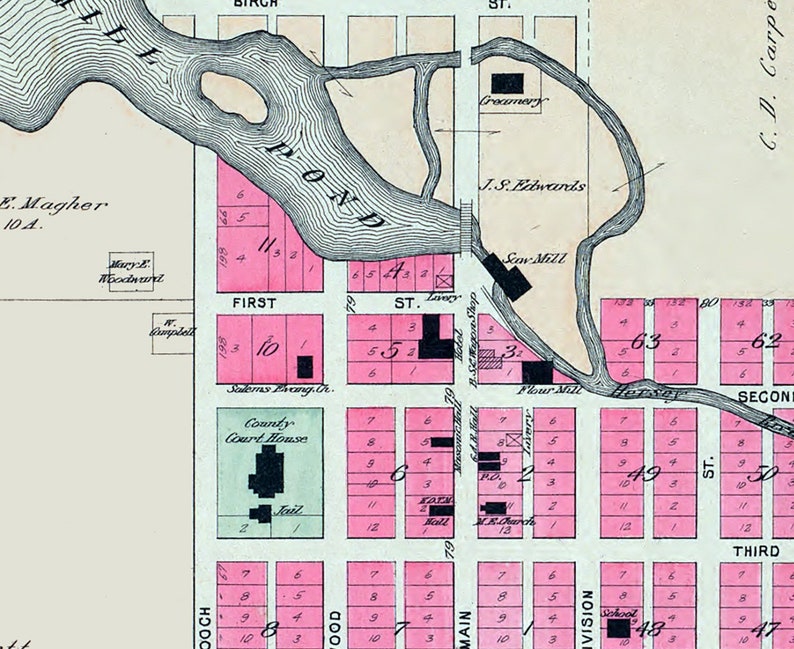 1900 Town Map of Hersey Osceola County Michigan Etsy