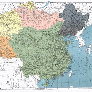 Carte 1900 de la Chine et des pays adjacents