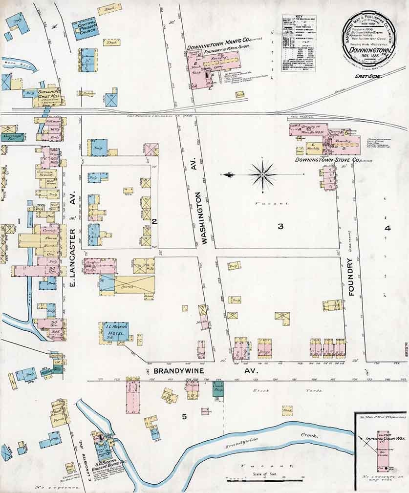 1886 Town Map of Downingtown Chester County Pennsylvania Etsy