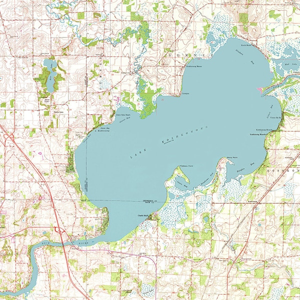 Lake Koshkonong Map Etsy