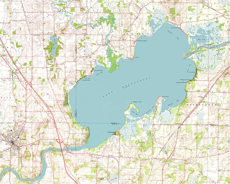 1972 Map of Lake Koshkonong Wisconsin Etsy