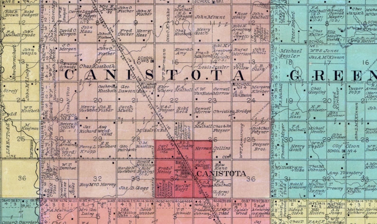 1900 Farm Line Map of Mccook County South Dakota Etsy