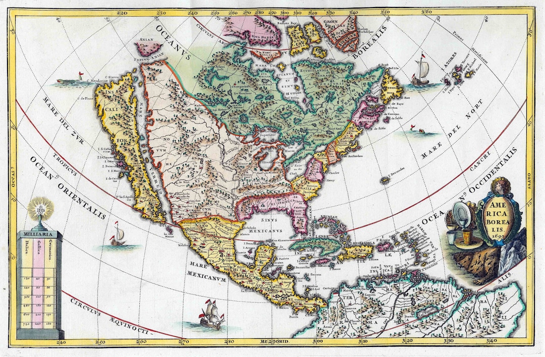 1699 Map of America Borealis - Etsy