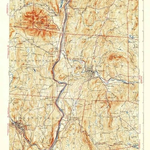 1929 Topo Map of Claremont New Hampshire Quadrangle