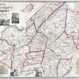 1853 Carte du comté de Morris, New Jersey, Morristown