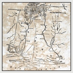 Carte 1864 de la baie de Mobile en Alabama