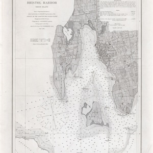 Carta náutica de 1864 del puerto de Bristol, Rhode Island