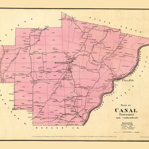 1865-Karte der Kanal-Gemeinde Venango County Pennsylvania Ölregion