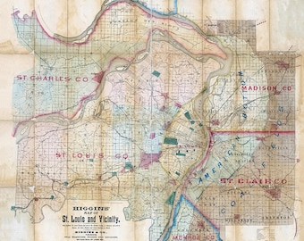 1891 Map of Saint Louis Missouri and Vicinity