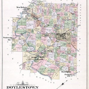 1891 Map of Doylestown Township Bucks County Pennsylvania 20 x 24