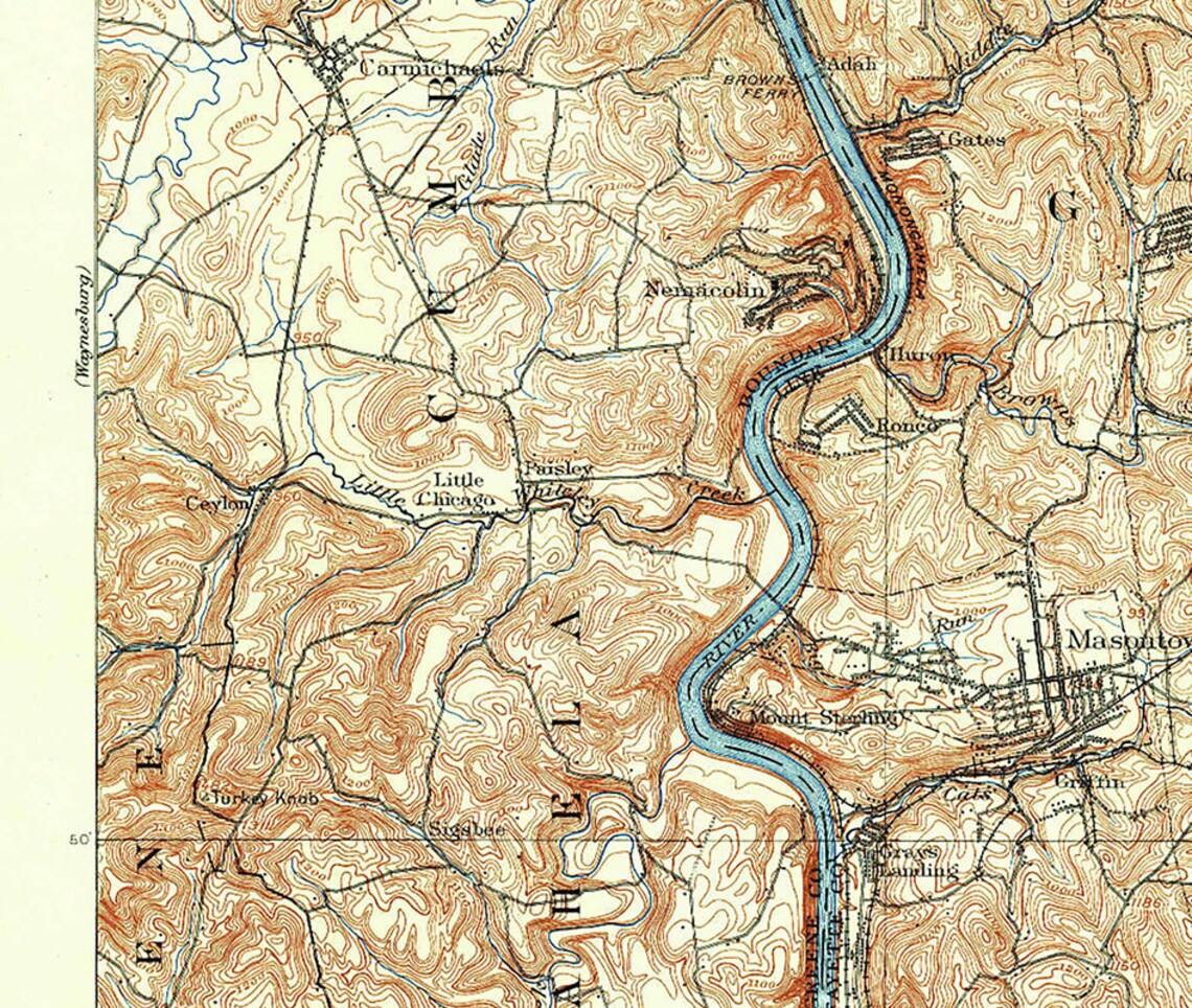 1931 Topo Map of Masontown PA Quadrangle Carmichaels Ceylon Etsy