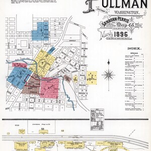 Stadsplattegrond uit 1896 van Pullman Whitman County Washington