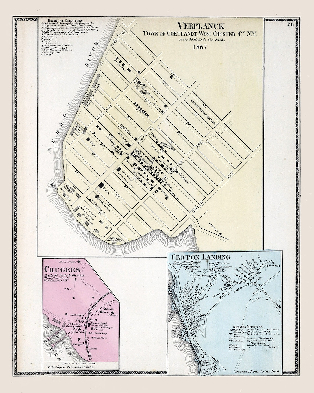 1867 Map of Verplanck Westchester County New York Etsy
