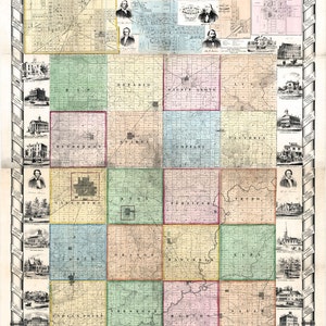 1861 Farm Line Karte von Knox County, Galesburg