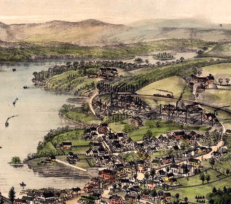 1889 Panoramic Map of Monson Maine Etsy