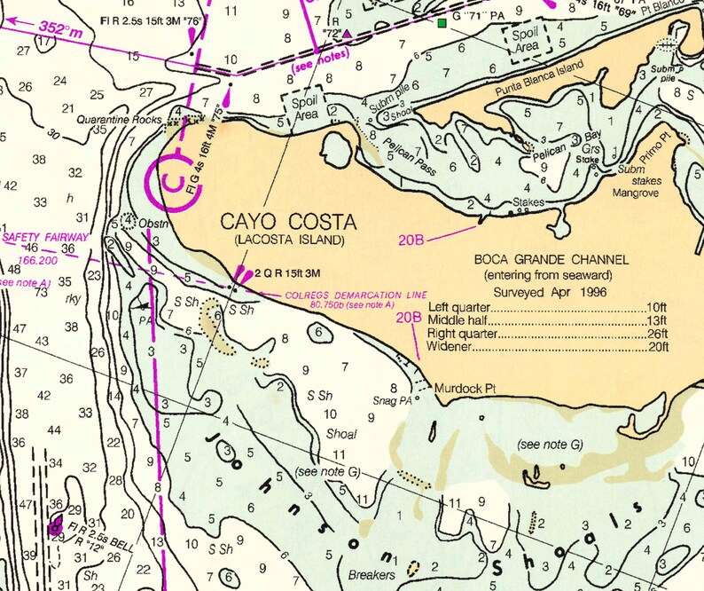 1996 Nautical Chart of Pine Island Sound Florida North Captiva Etsy