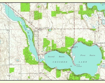 洋楽 Crooked Indiana Cartell 1960 Map of Crooked Lake Steuben County Indiana - Etsy