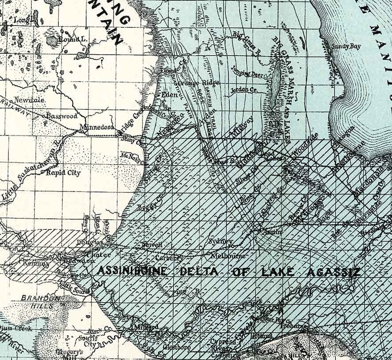 1890 Map of Glacial Lake Agassiz Manitoba Canada Showing Etsy Finland
