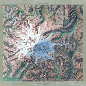 1914 Panoramakarte von Mount Rainier Washington