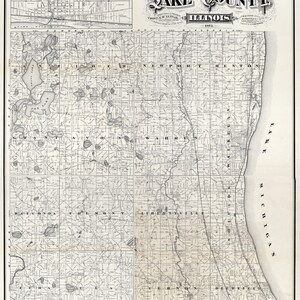 1873 Farm Line Karte von Lake County, Illinois, Waukegan