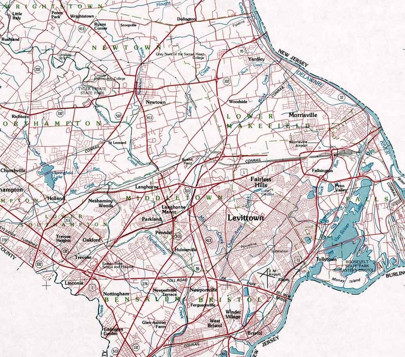 1981 Map of Bucks County Pennsylvania Etsy