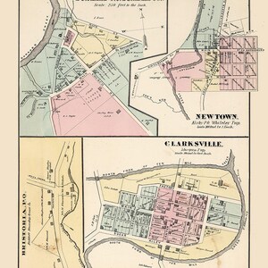 1876 Map of Taylortown Greene County Pennsylvania Clarksville