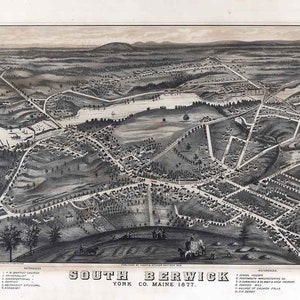 1877 Panorama-Karte von South Berwick York County Maine