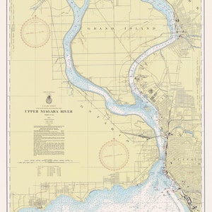 1953 Nautical Chart Map of the Upper Niagara River