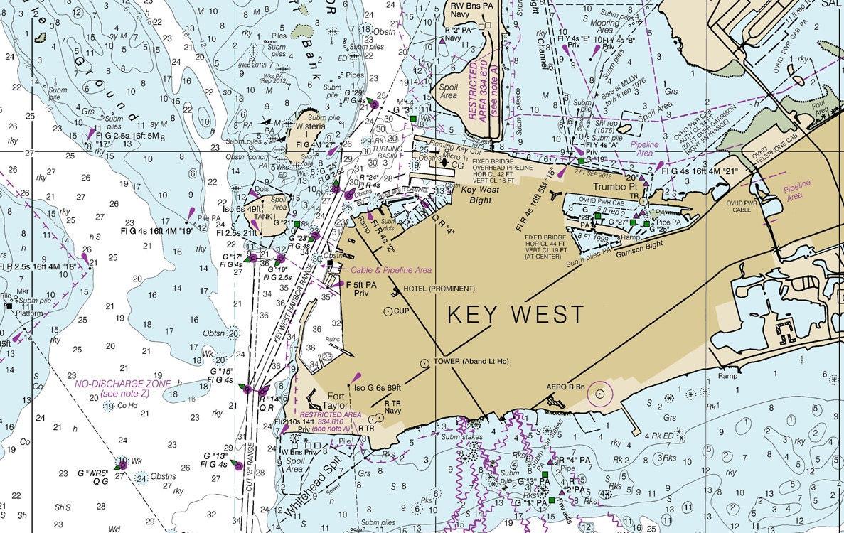 2013 Nautical Map of Key West Harbor - Il Fullxfull.955719016 K9f1