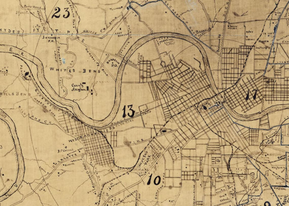 1900 Cadastral Map of Davidson County Tennessee Nashville Etsy
