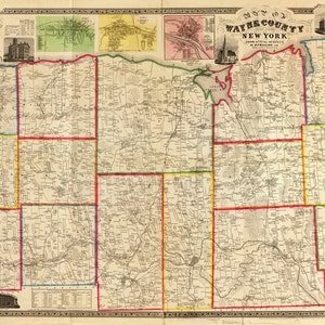 Carte du comté de Wayne, New York, 1853