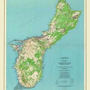 1965 Topo Map of Island of Guam