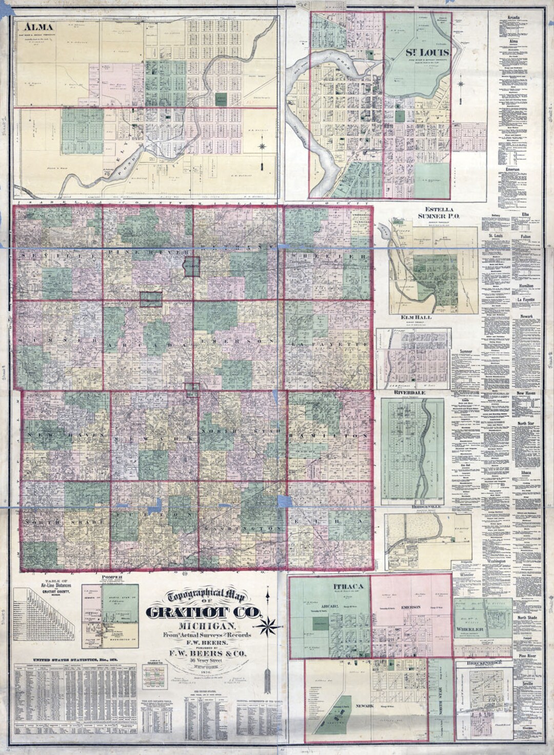 1876 Map of Gratiot County Michigan Etsy