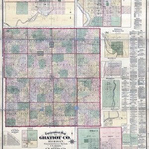 1876 Map of Gratiot County Michigan