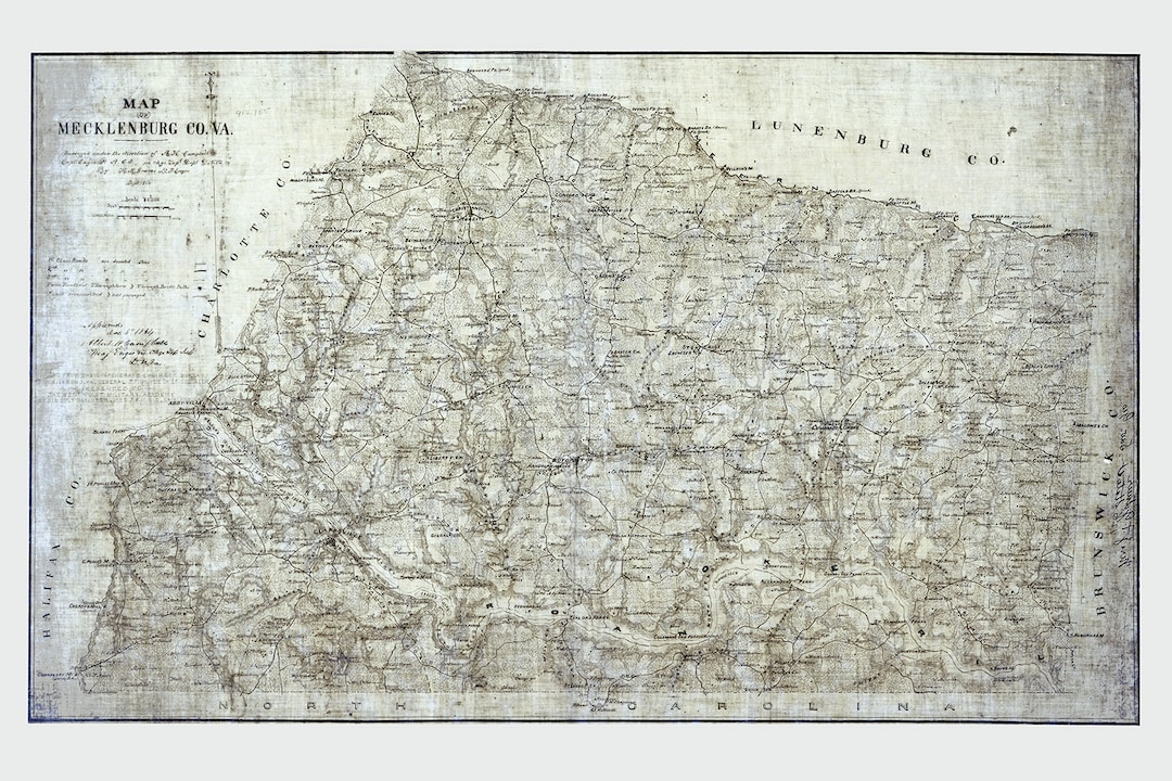 1864 Map of Mecklenburg County Virginia Etsy