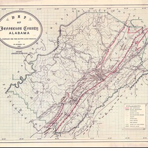 1892-Karte von Jefferson County, Alabama